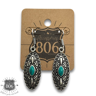 Western silver oval concho earrings