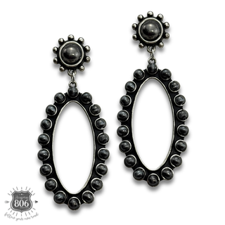 Raised bead oval western earring