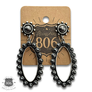 Raised bead oval western earring