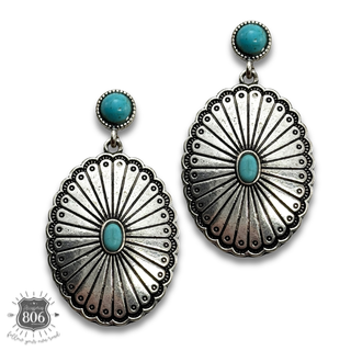 Western oval concho earring