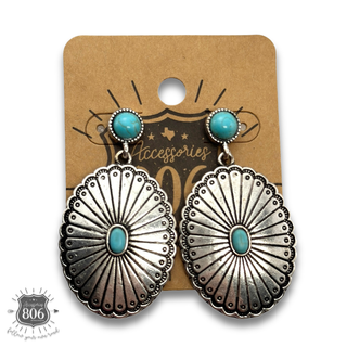 Western oval concho earring