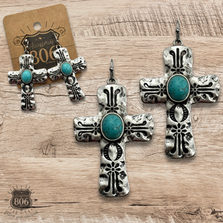 Western cross earring
