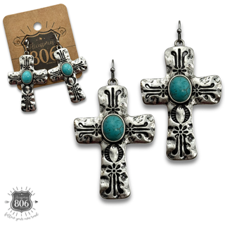 Western cross earring