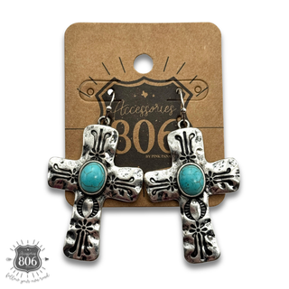 Western cross earring