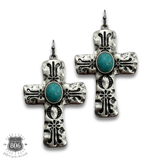 Western cross earring