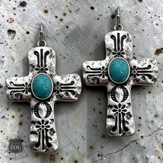Western cross earring