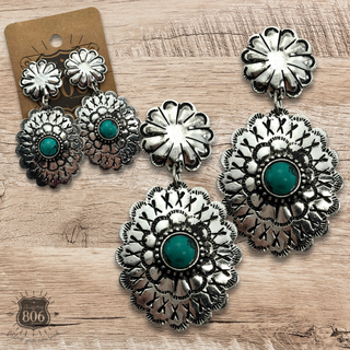 Western stamped oval concho earring