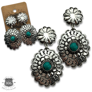Western stamped oval concho earring