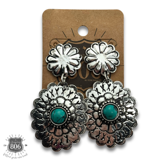 Western stamped oval concho earring