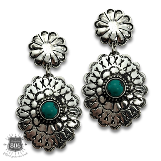 Western stamped oval concho earring
