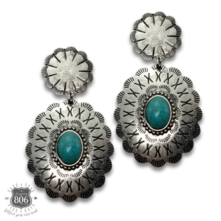 Western scalloped oval concho earring