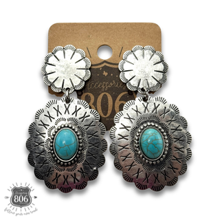 Western scalloped oval concho earring