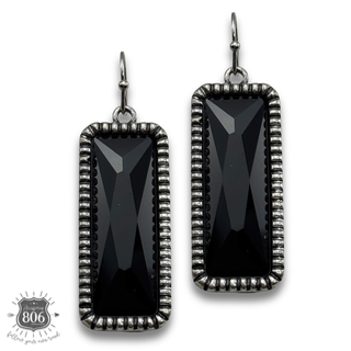 Western rectangle rhinestone earring