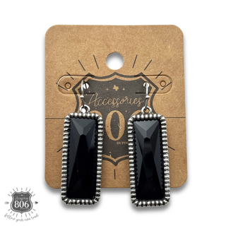 Western rectangle rhinestone earring