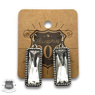Western rectangle rhinestone earring