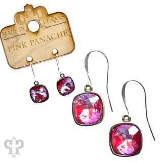 Austrian square crystal hook earring, 12mm