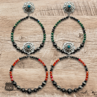 Western bead circle earring