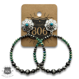Western bead circle earring