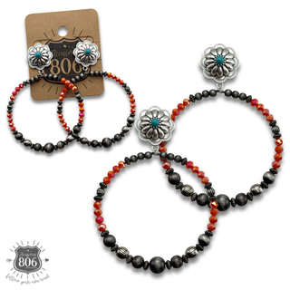 Western bead circle earring