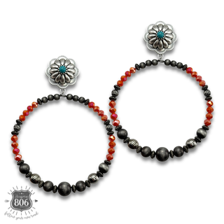 Western bead circle earring