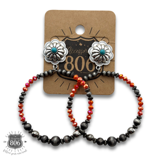 Western bead circle earring
