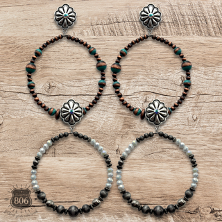 Western burnished bead circle earring