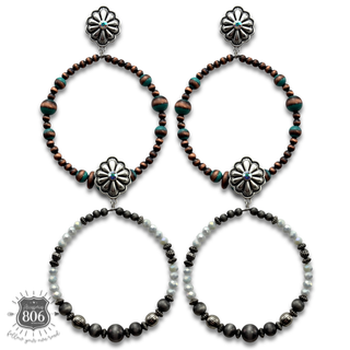 Western burnished bead circle earring
