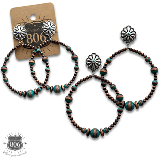 Western burnished bead circle earring