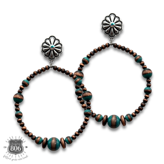 Western burnished bead circle earring