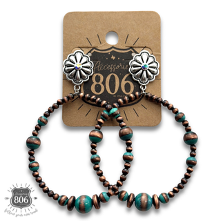 Western burnished bead circle earring