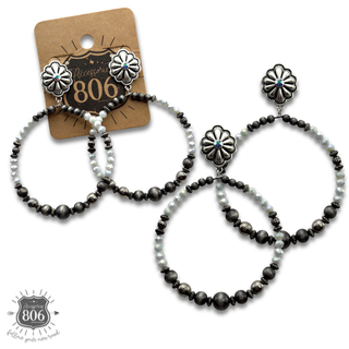 Western burnished bead circle earring
