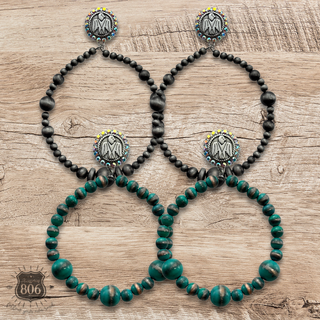 Thunderbird post beaded circle earring