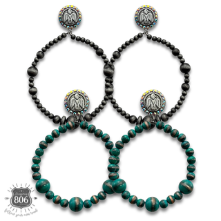 Thunderbird post beaded circle earring