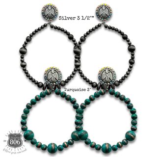 Thunderbird post beaded circle earring