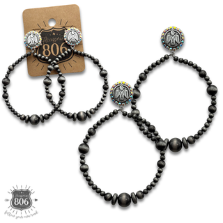 Thunderbird post beaded circle earring