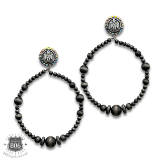 Thunderbird post beaded circle earring