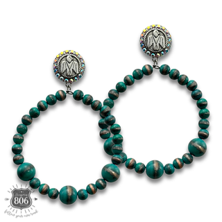 Thunderbird post beaded circle earring