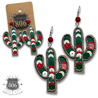 Sequin cactus earring