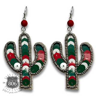 Sequin cactus earring