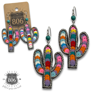 Sequin cactus earring