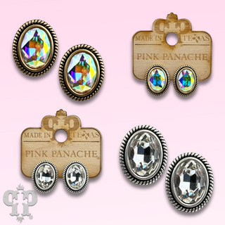 Oval crystal in a custom post earring setting