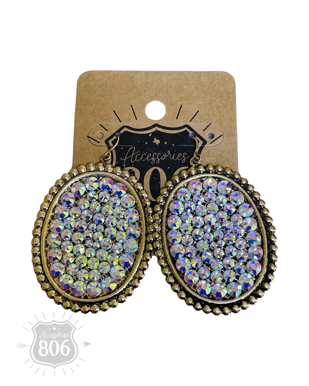 Rhinestone filled oval earring