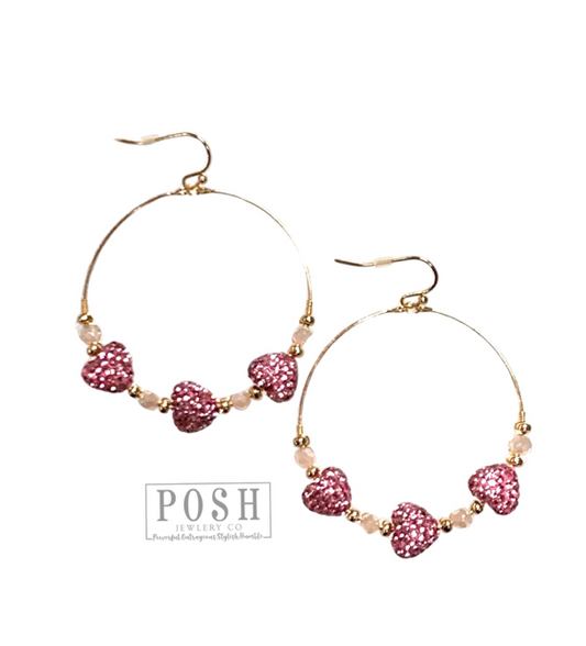 Pave heart earring