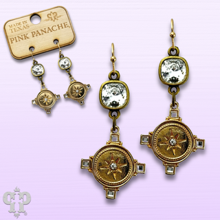 Gold starburst, Austrian crystal earring, last call