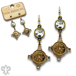 Gold starburst, Austrian crystal earring, last call