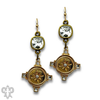 Gold starburst, Austrian crystal earring, last call
