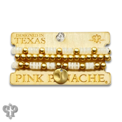 Gold and white disc bead bracelet set, last call