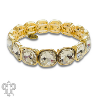Square rhinestone single strand bracelet, two sizes