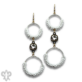 White double circle, Austrian crystal earring