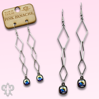 Silver diamond drop earring with Austrian crystal